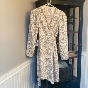 Express Cream Animal Print Wrap Dress
